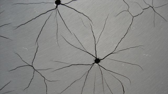 ゴム表面に生じた亀裂(クラック)